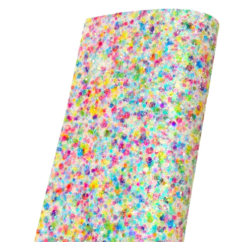NEW! Rainbow Mix Chunky Glitter Fabric w/ Felt Backing