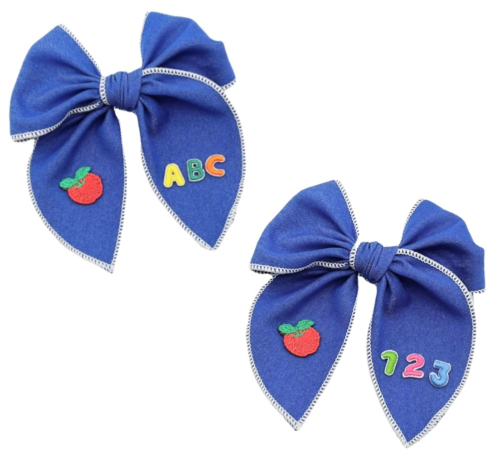 Choose Style-PRE-TIED SURGED EDGE BOW-Denim Blue Apple ABC-123