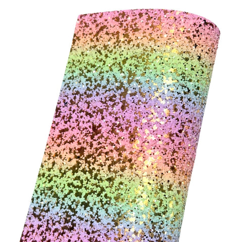 NEW! Gold Rainbow Chunky Glitter Fabric w/ Felt Backing