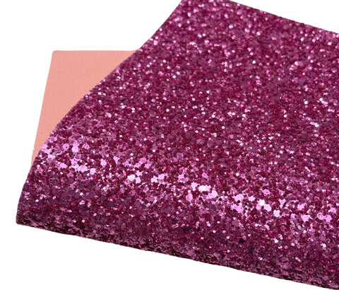 NEW! Magenta Pink Chunky Glitter Fabric w/ Felt Backing