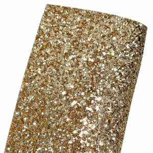 NEW! Champagne Gold Chunky Glitter Fabric w/ Felt Backing