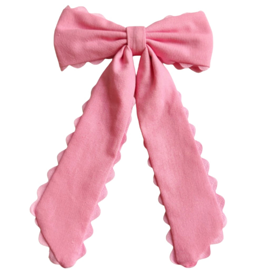 (PREORDER) Pink Scalloped Long Tail Bow