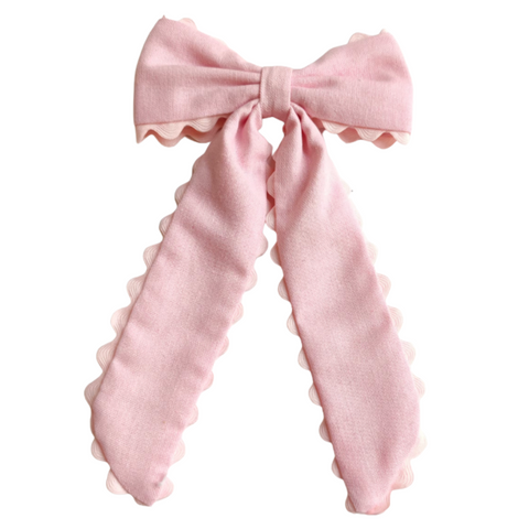 (PREORDER) Light Pink Scalloped Long Tail Bow