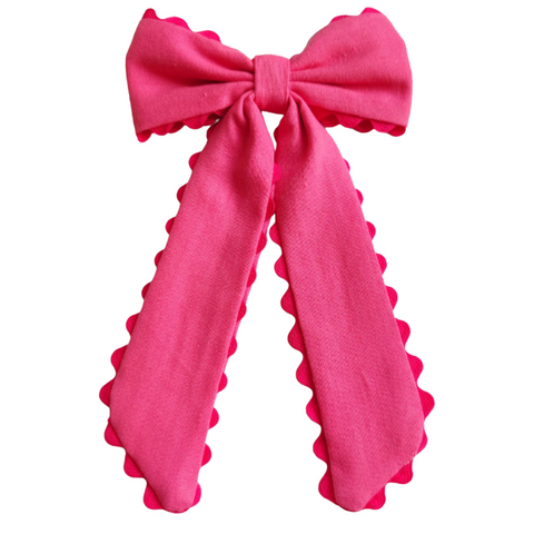 (PREORDER) Hot Pink Scalloped Long Tail Bow