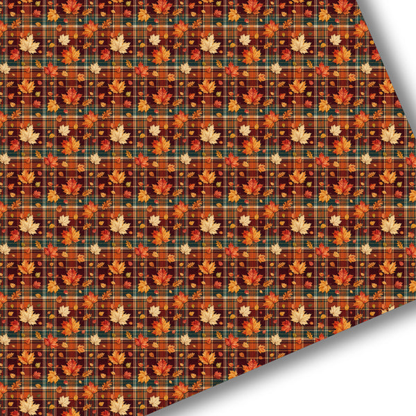 Autumn Leaf Plaid Premium Faux Leather