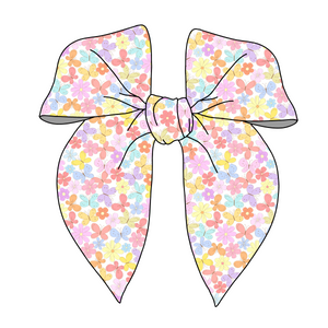 (PREORDER) PRE-TIED SURGED EDGE BOW-Butterflies and Blooms