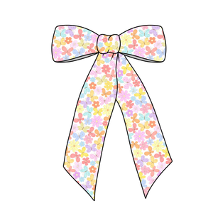 (PREORDER) PRE-TIED LONG TAILS BOW-Butterflies and Blooms