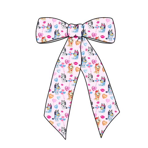 PRE-TIED LONG TAILS BOW-Be Mine Pups