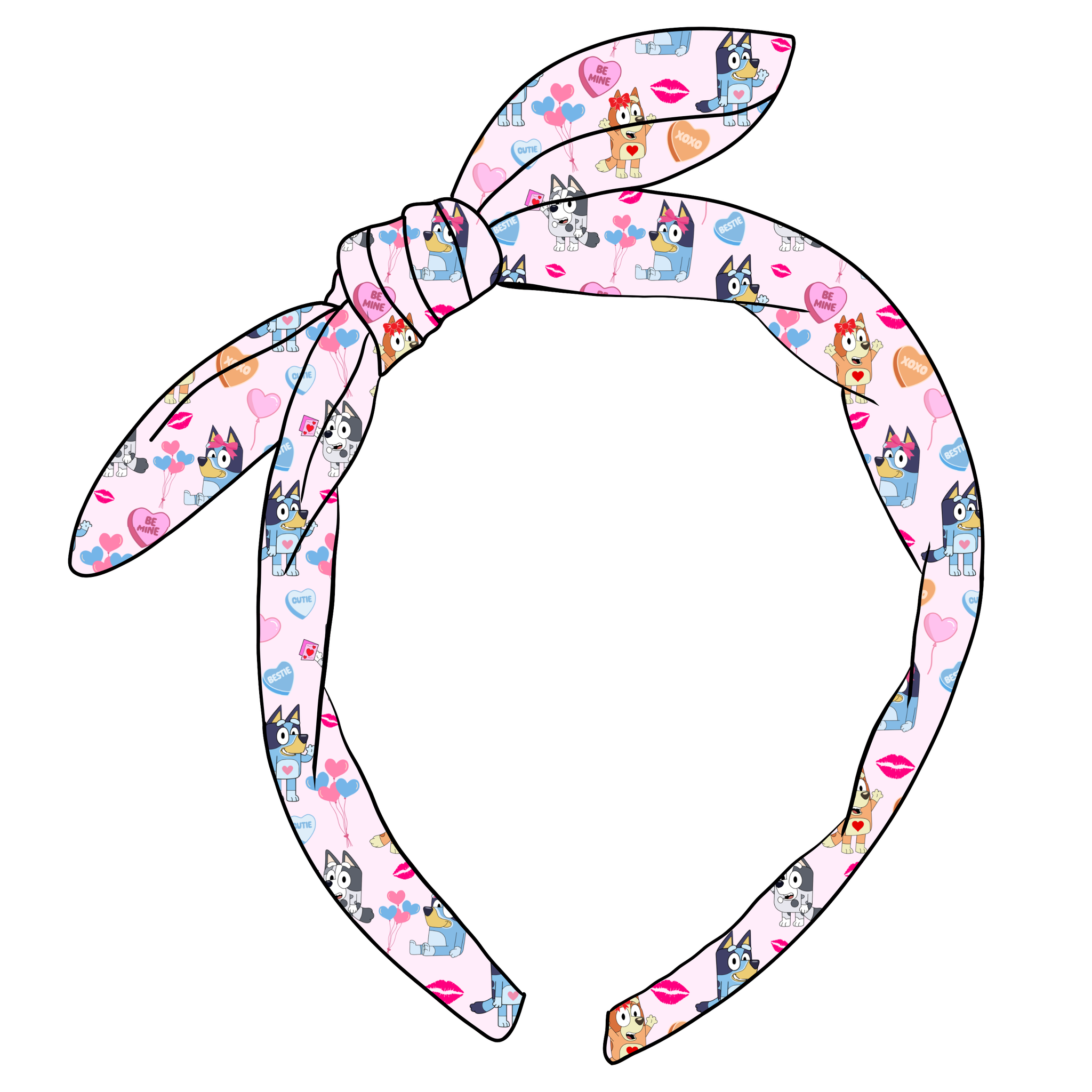 (PREORDER) KNOTTED BOW HEADBAND-Be Mine Pups