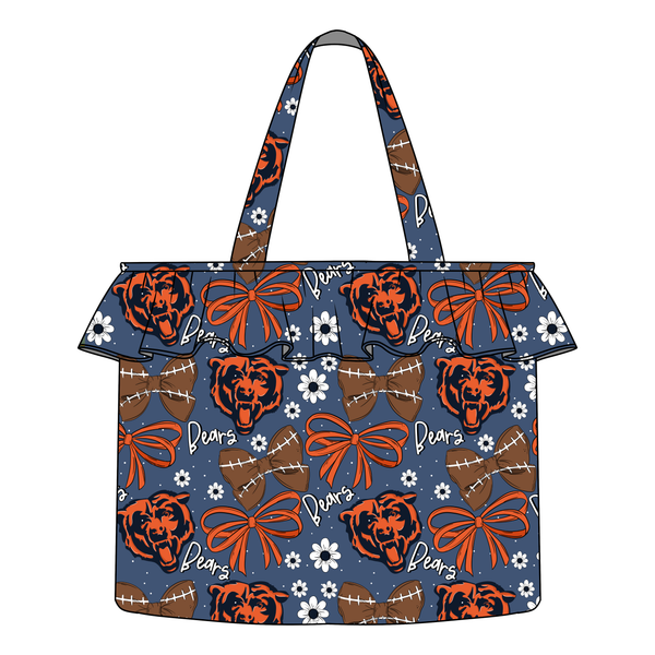 (PREORDER TOTE BAGS-STYLE 2T) All NFL Football Bow Teams-You Choose Team and Style