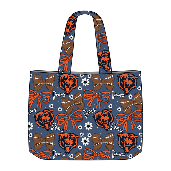 (PREORDER TOTE BAGS-STYLE 2T) All NFL Football Bow Teams-You Choose Team and Style
