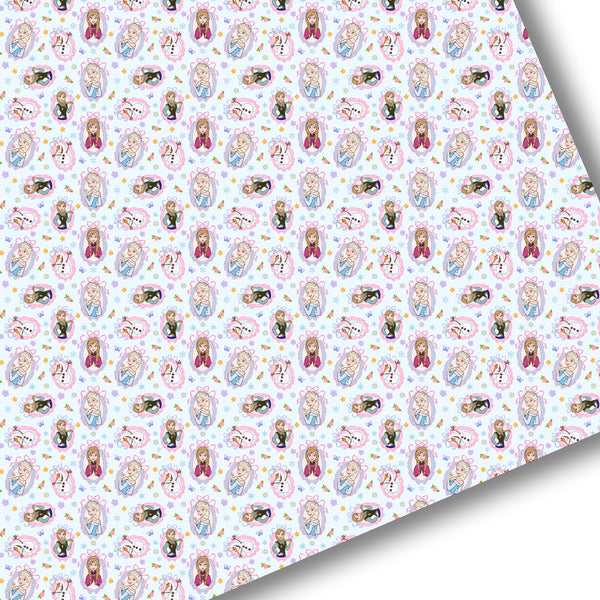 Blue Floral Icy Friends Premium Faux Leather