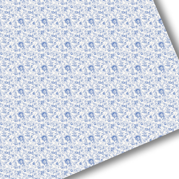 Blue Floral Premium Faux Leather