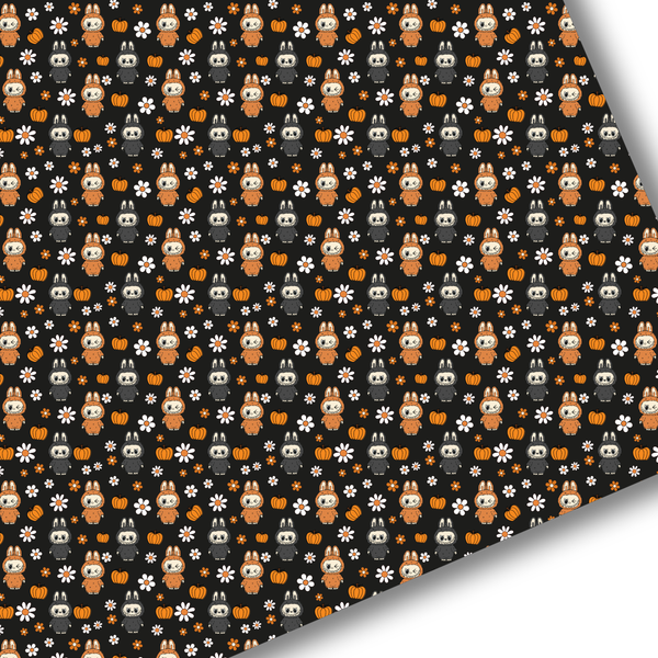 **READY TO SHIP!** Pumpkin Labubu (Black) Premium Faux Leather