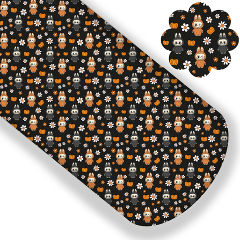 **READY TO SHIP!** Pumpkin Labubu (Black) Premium Faux Leather