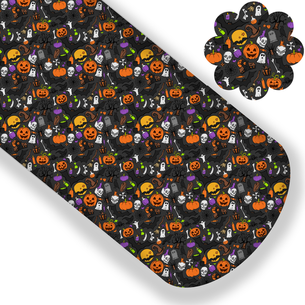 Black Haunted Halloween Premium Faux Leather