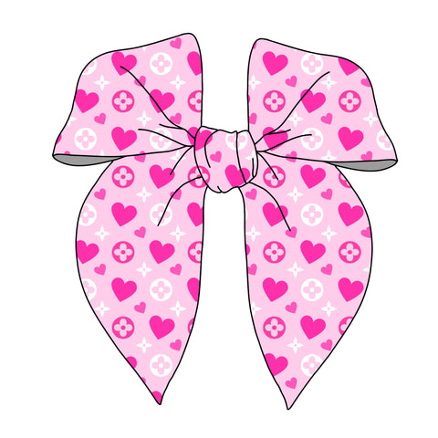 (PREORDER) PRE-TIED SURGED EDGE BOW-Boujee Pink Hearts
