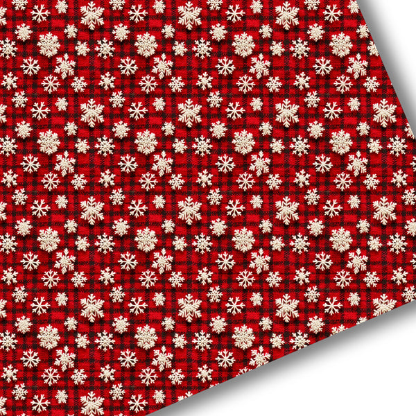 Buffalo Plaid Snowflake Knit Premium Faux Leather