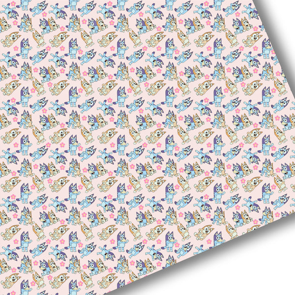 Pink Floral Pups Premium Faux Leather