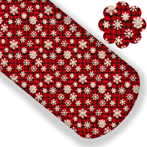 Buffalo Plaid Snowflake Knit Premium Faux Leather