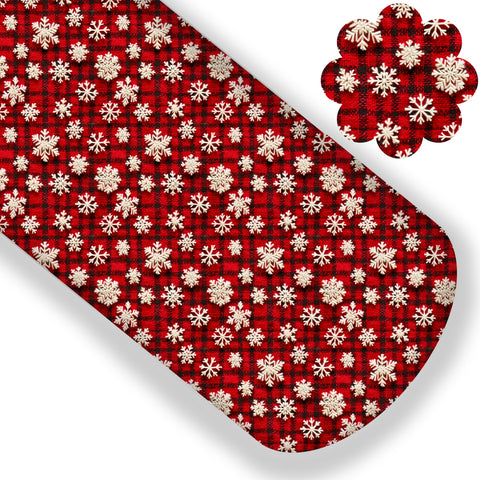 Buffalo Plaid Snowflake Knit Premium Faux Leather