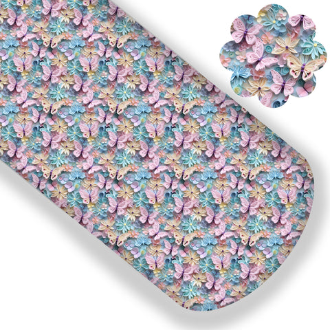 **READY TO SHIP!** "3D" Pastel Spring Butterfly Floral Premium Faux Leather