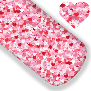 **READY TO SHIP!** "3D Glitter" Confetti Hearts Premium Faux Leather