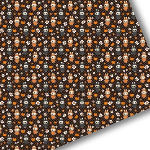 Pumpkin Labubu (Checkers) Premium Faux Leather