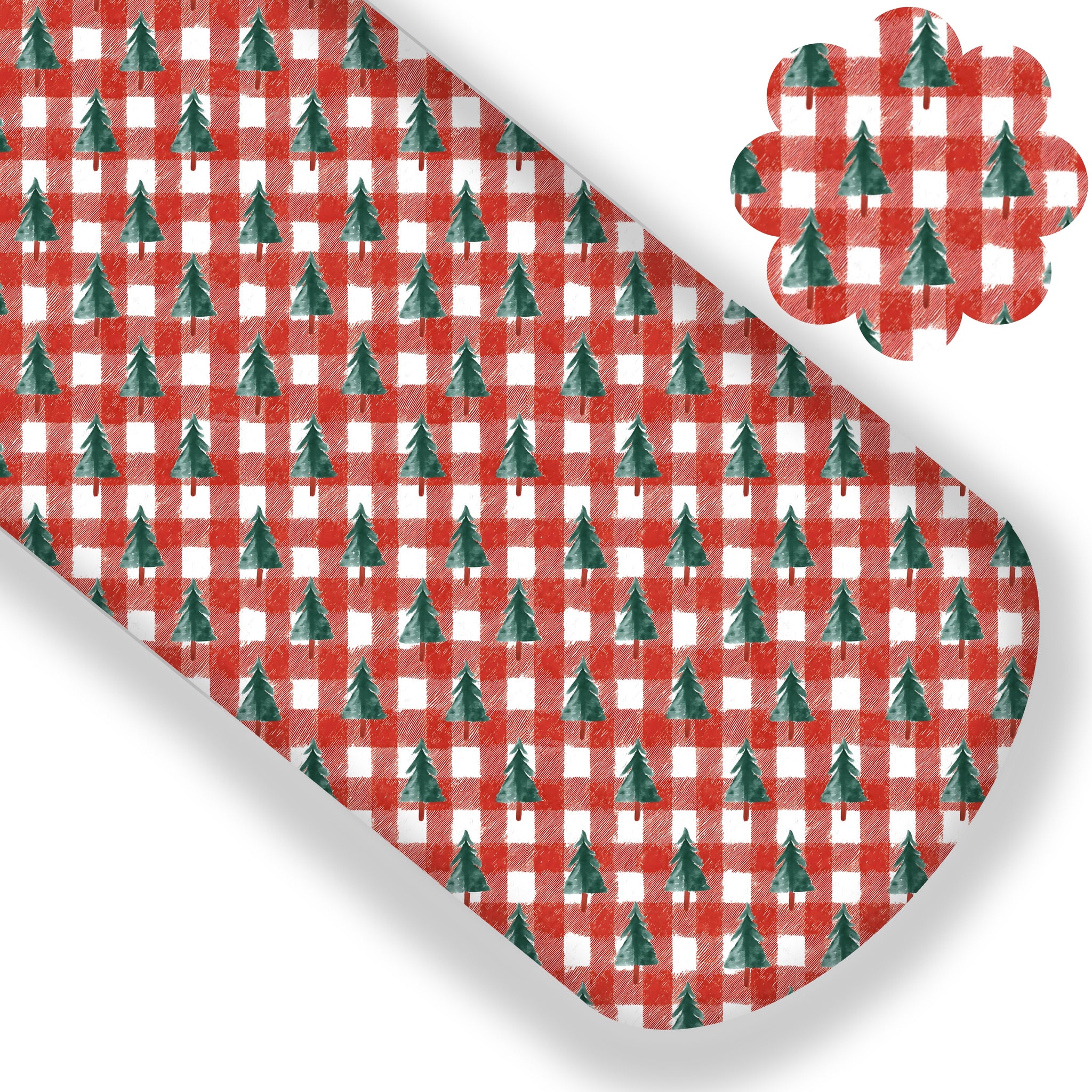 Christmas Tree Farm Plaid Premium Faux Leather