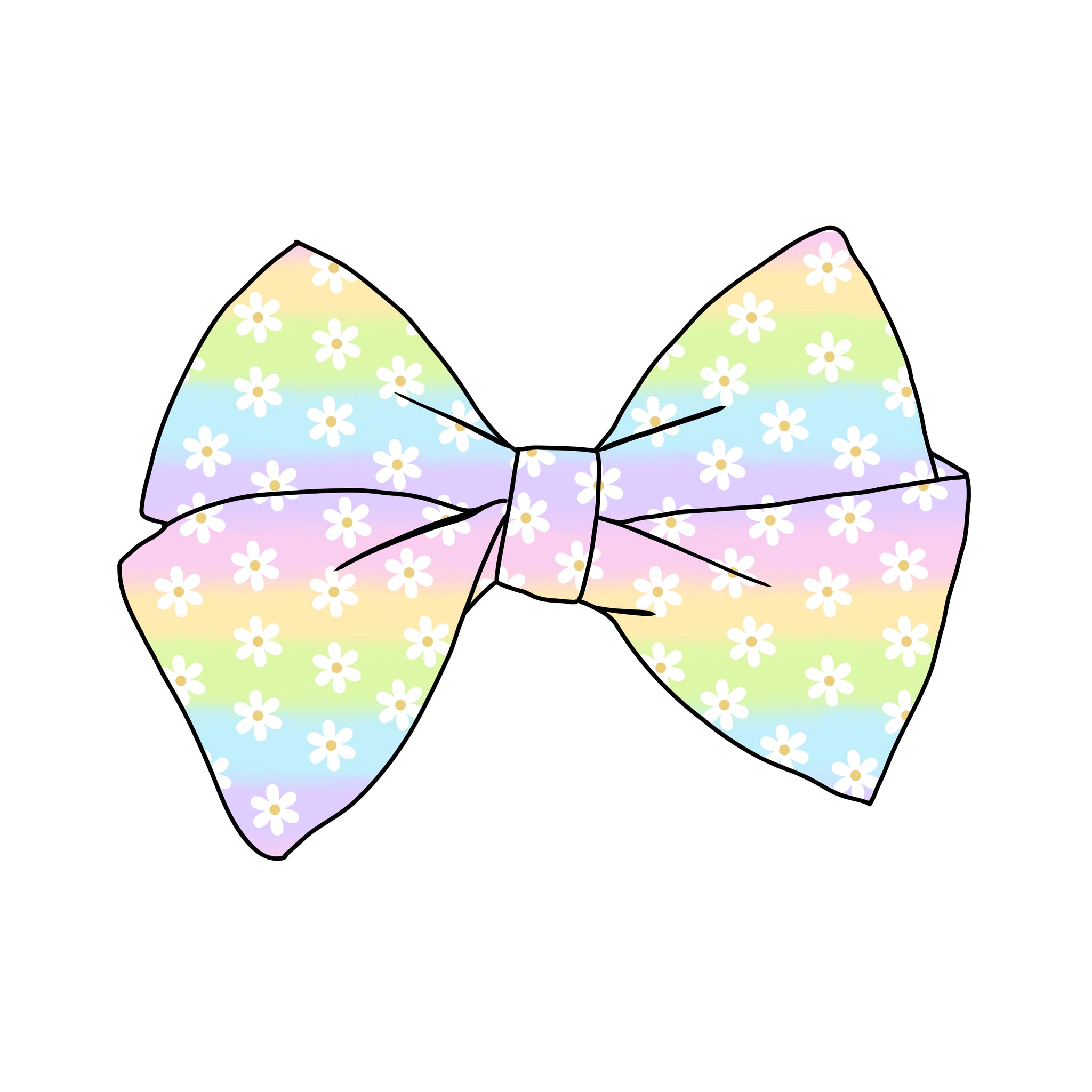 (PREORDER) PRE-TIED BOW-Pastel Rainbow Daisies