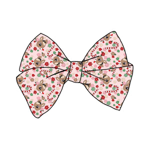 PRE-TIED BOW- Pink Rudolph Cutie