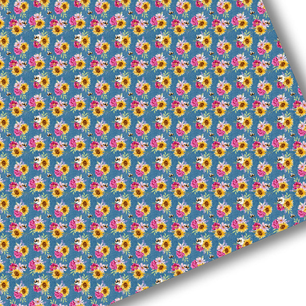 Denim Sunflower Premium Faux Leather