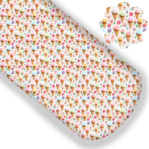 **READY TO SHIP!** "3D" Ice Cream Floral Premium Faux Leather