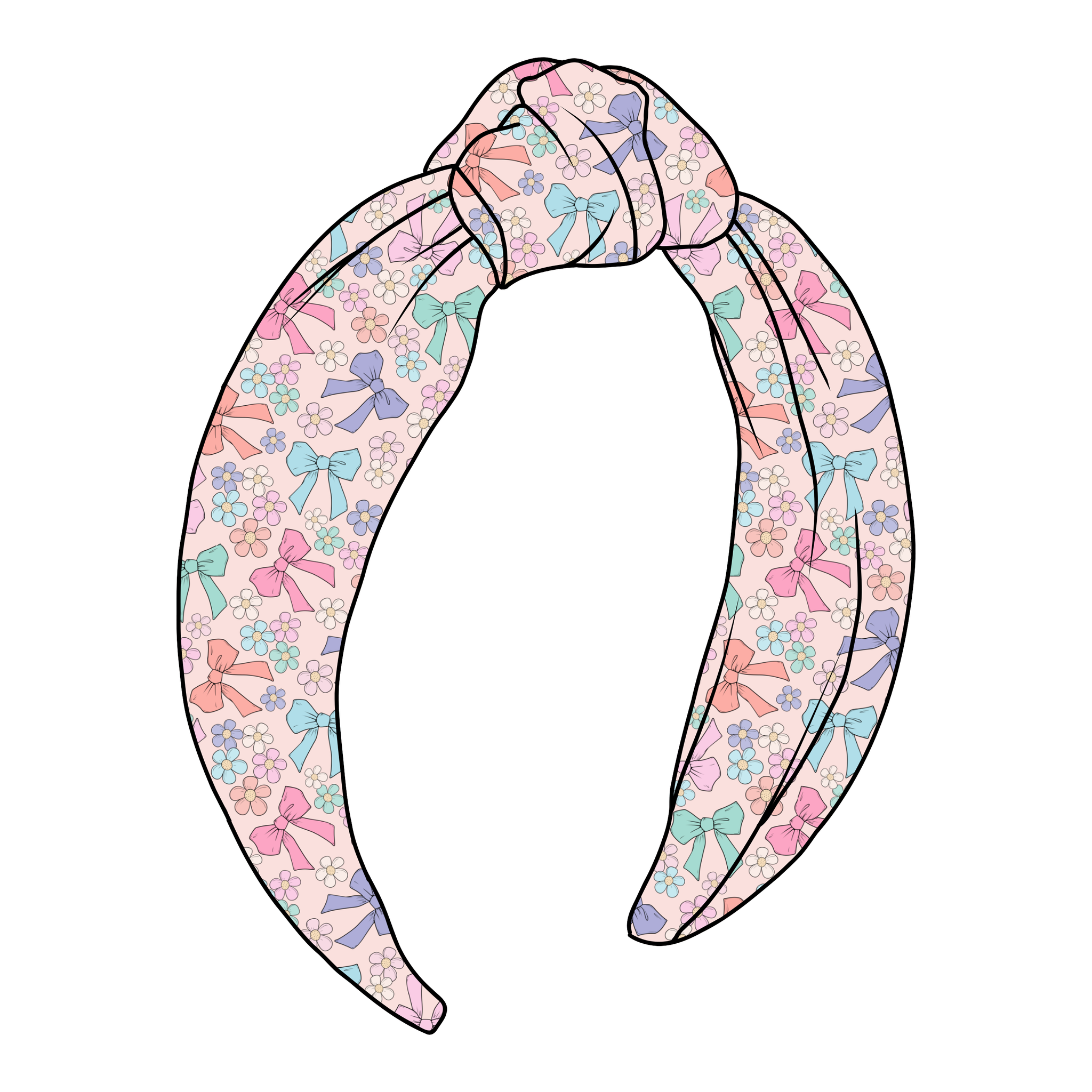 (PREORDER) TOP KNOT HEADBAND-Spring Bows and Flowers