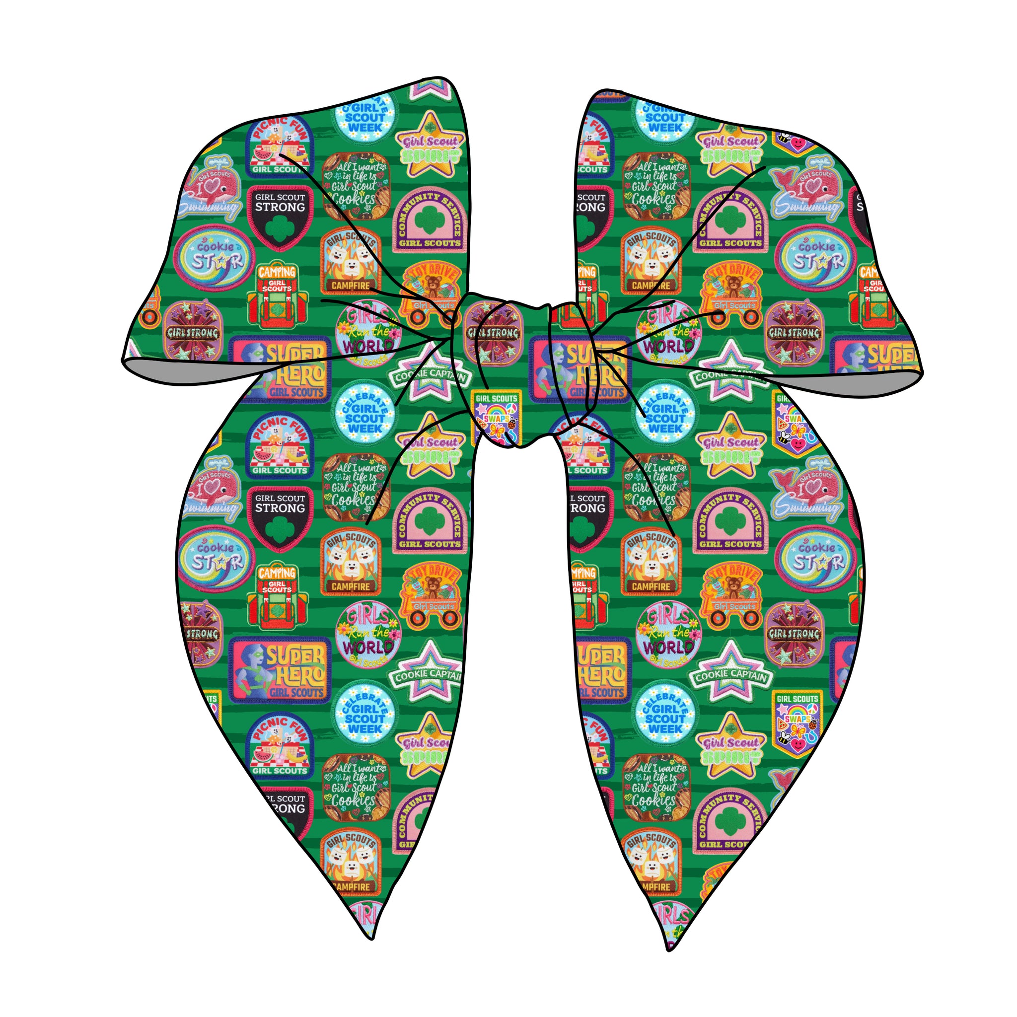 (PREORDER) PRE-TIED SURGED EDGE BOW-Girl Scout Badges