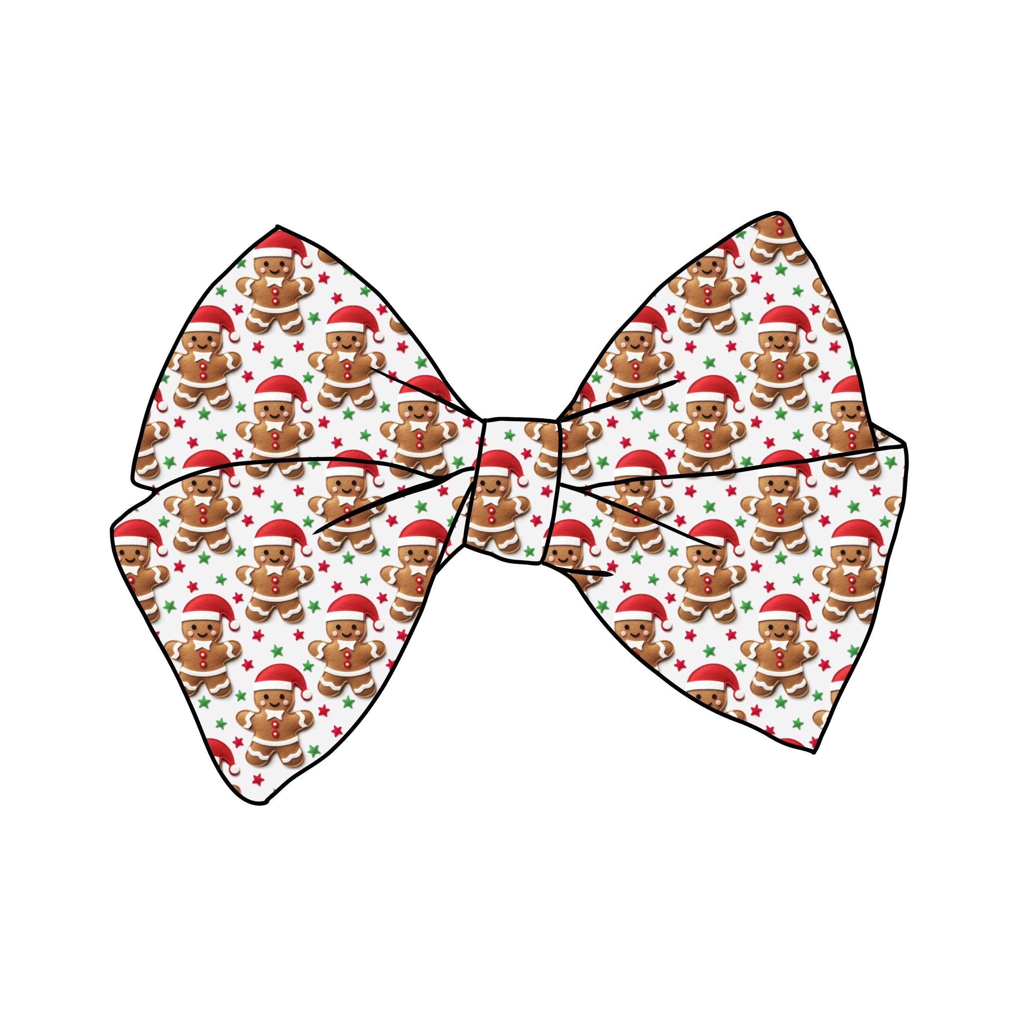 PRE-TIED BOW-3D "Embroidered" Gingerbreadman