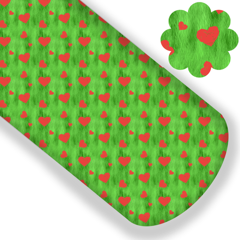 **READY TO SHIP!** Grinch Fur Heart Premium Faux Leather
