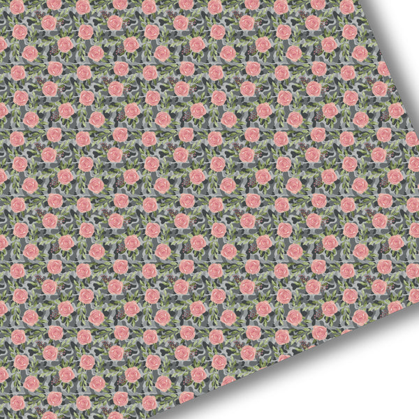 Floral Camo Grey Premium Faux Leather