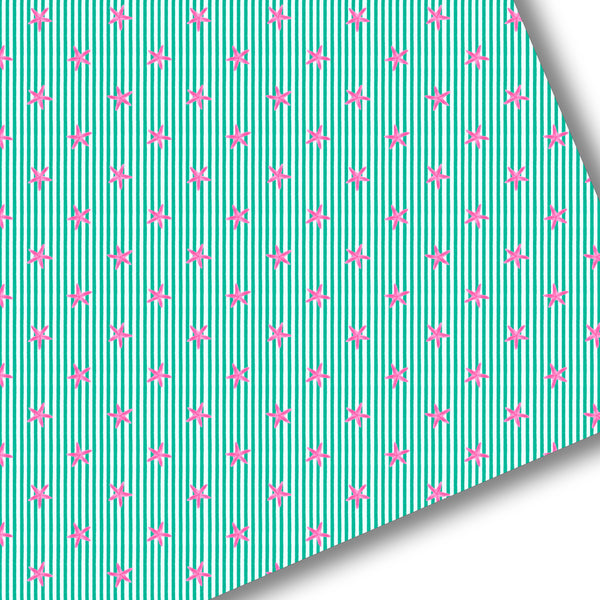 Pink/Green Striped Starfish Premium Faux Leather