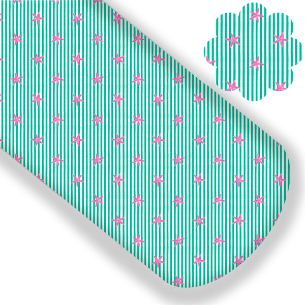 Pink/Green Striped Starfish Premium Faux Leather