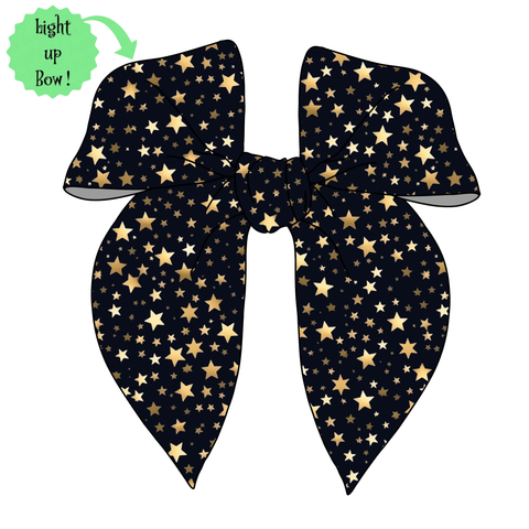 **PREORDER**💡LIGHT UP! PRE-TIED SURGED EDGE BOW-Black and Gold Stars