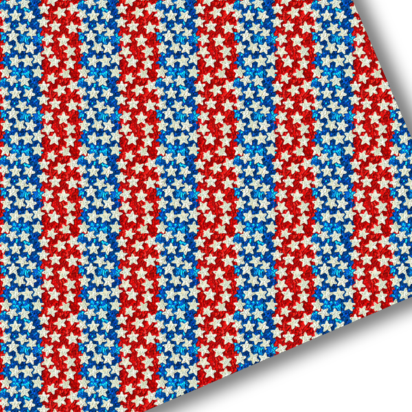 **READY TO SHIP!** Chunky "Glitter" Red, White and Blue Stars Premium Faux Leather