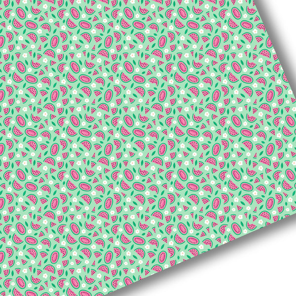 Green Watermelon Floral Premium Faux Leather