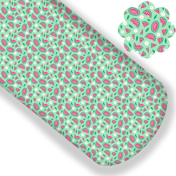 Green Watermelon Floral Premium Faux Leather