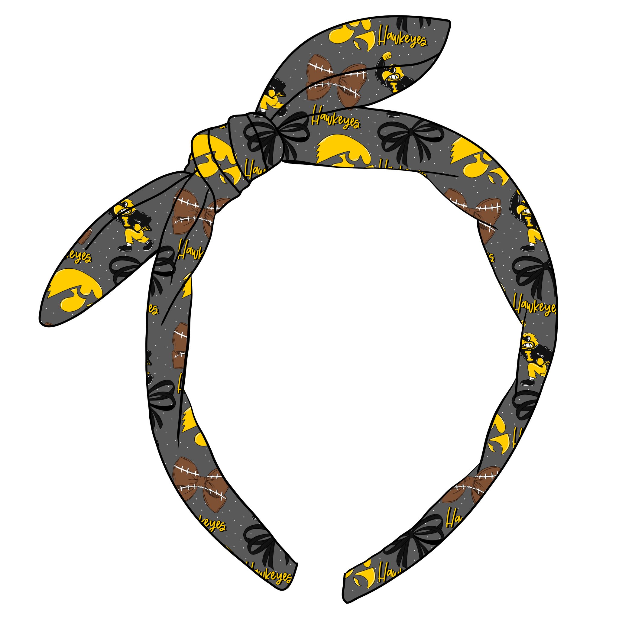 (PREORDER) KNOTTED BOW HEADBAND-College Football-Iowa Hawkeyes
