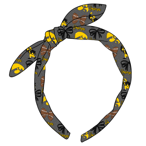 (PREORDER) KNOTTED BOW HEADBAND-College Football-Iowa Hawkeyes