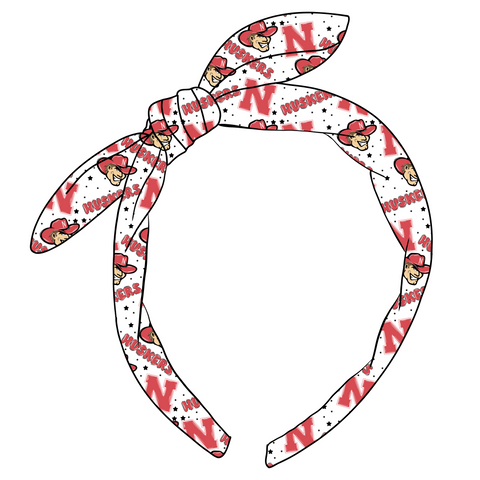 (PREORDER) KNOTTED BOW HEADBAND-College Football-Nebraska Huskers