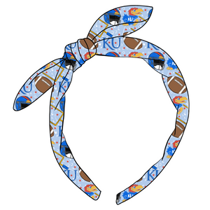 (PREORDER) KNOTTED BOW HEADBAND-College Football-Kansas Jayhawks