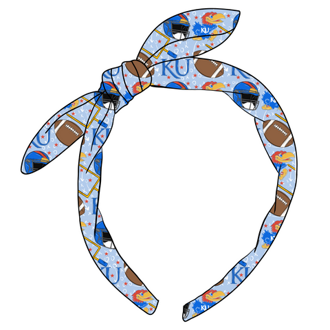 (PREORDER) KNOTTED BOW HEADBAND-College Football-Kansas Jayhawks