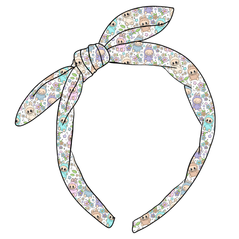 (PREORDER) KNOTTED BOW HEADBAND-Labubu Floral